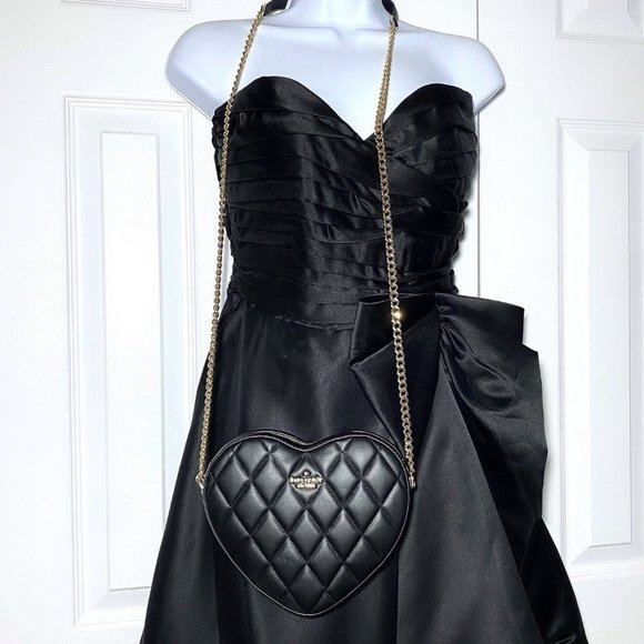 KATE SPADE Love Shack Quilted Leather Heart Crossbody Bag Black Purse NWT - Picture 9 of 11